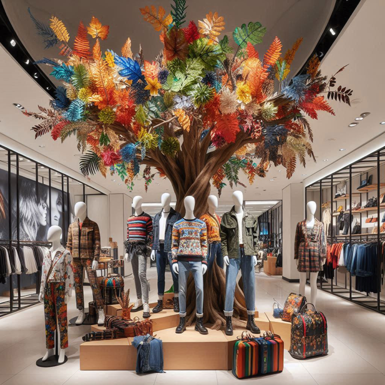 Colourful retail display with mannequins