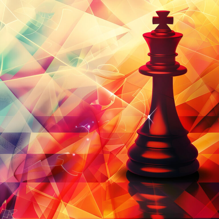 A chess king on a bright abstract background